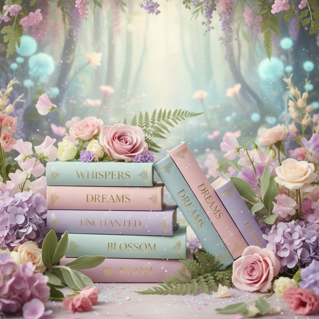 Enchanting books with pastel florals and botanical accents